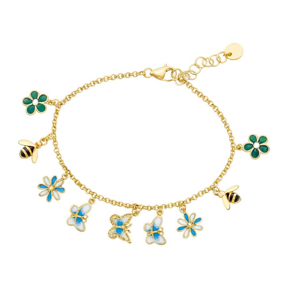 NEW ATLANTA JEWELERS SUPPLY women's colorful flower butterfly bee charm bracelet